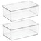 mDesign Stackable Plastic Bathroom Organizer Box with Lid, 2 Pack